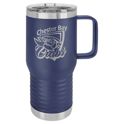 Navy Blue 20 oz Vacuum Insulated Travel Mug with Slider Lid - Personalized