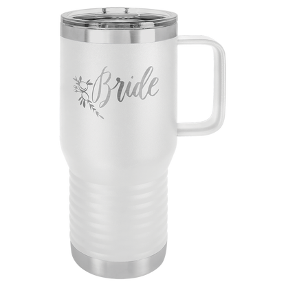 White 20 oz Vacuum Insulated Travel Mug with Slider Lid - Personalized