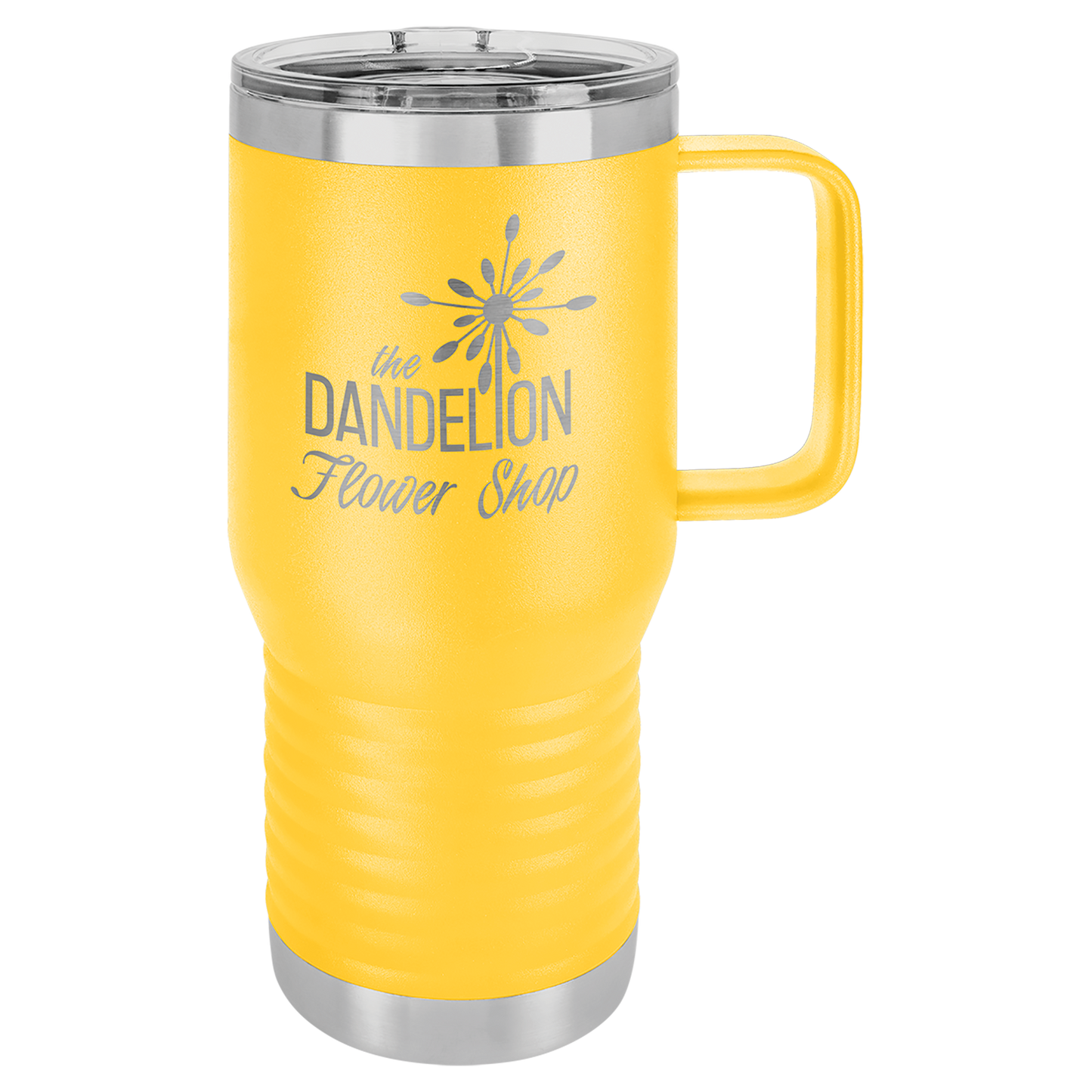 Yellow 20 oz Vacuum Insulated Travel Mug with Slider Lid - Personalized