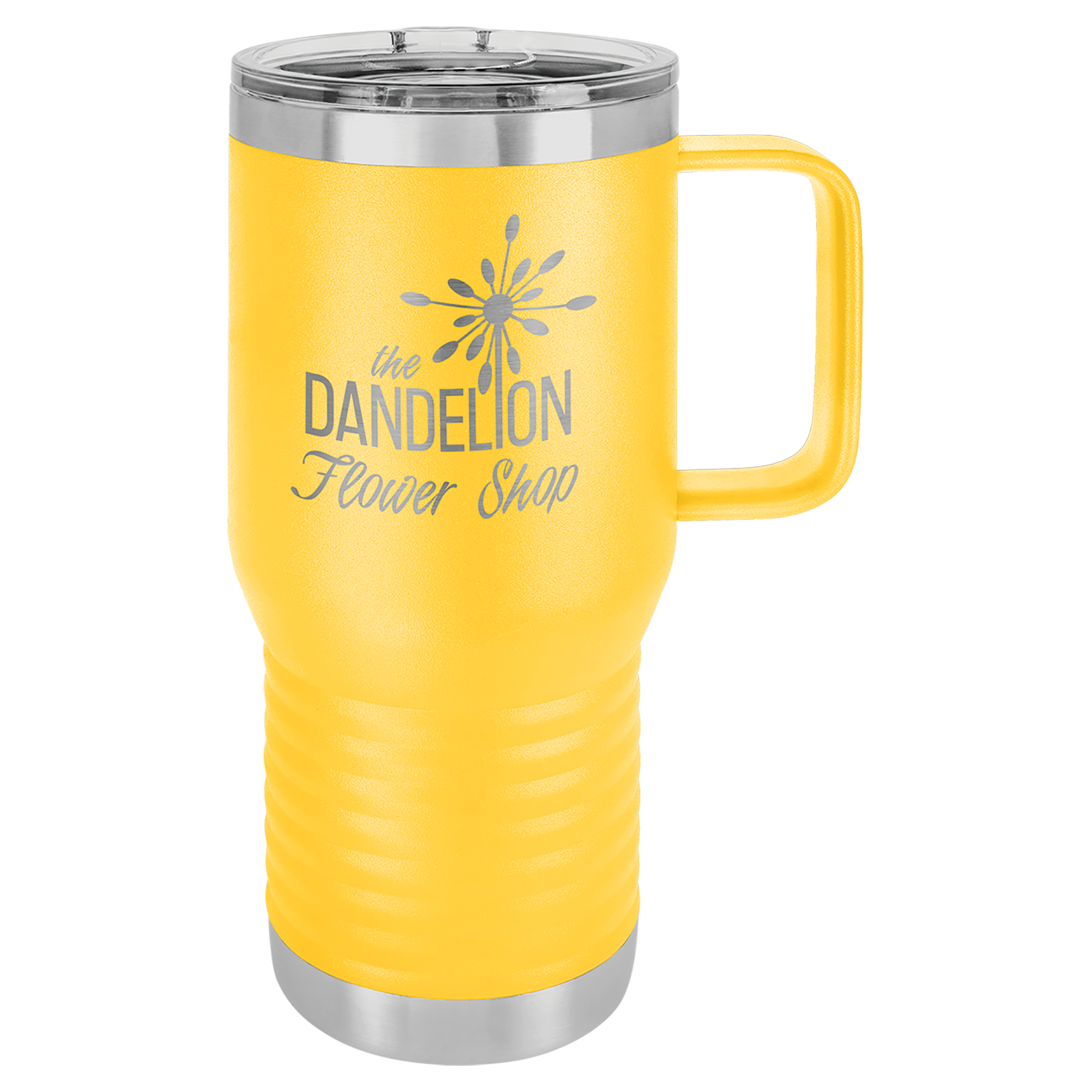 Yellow 20 oz Vacuum Insulated Travel Mug with Slider Lid - Personalized