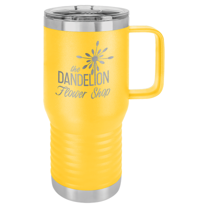 Yellow 20 oz Vacuum Insulated Travel Mug with Slider Lid - Personalized