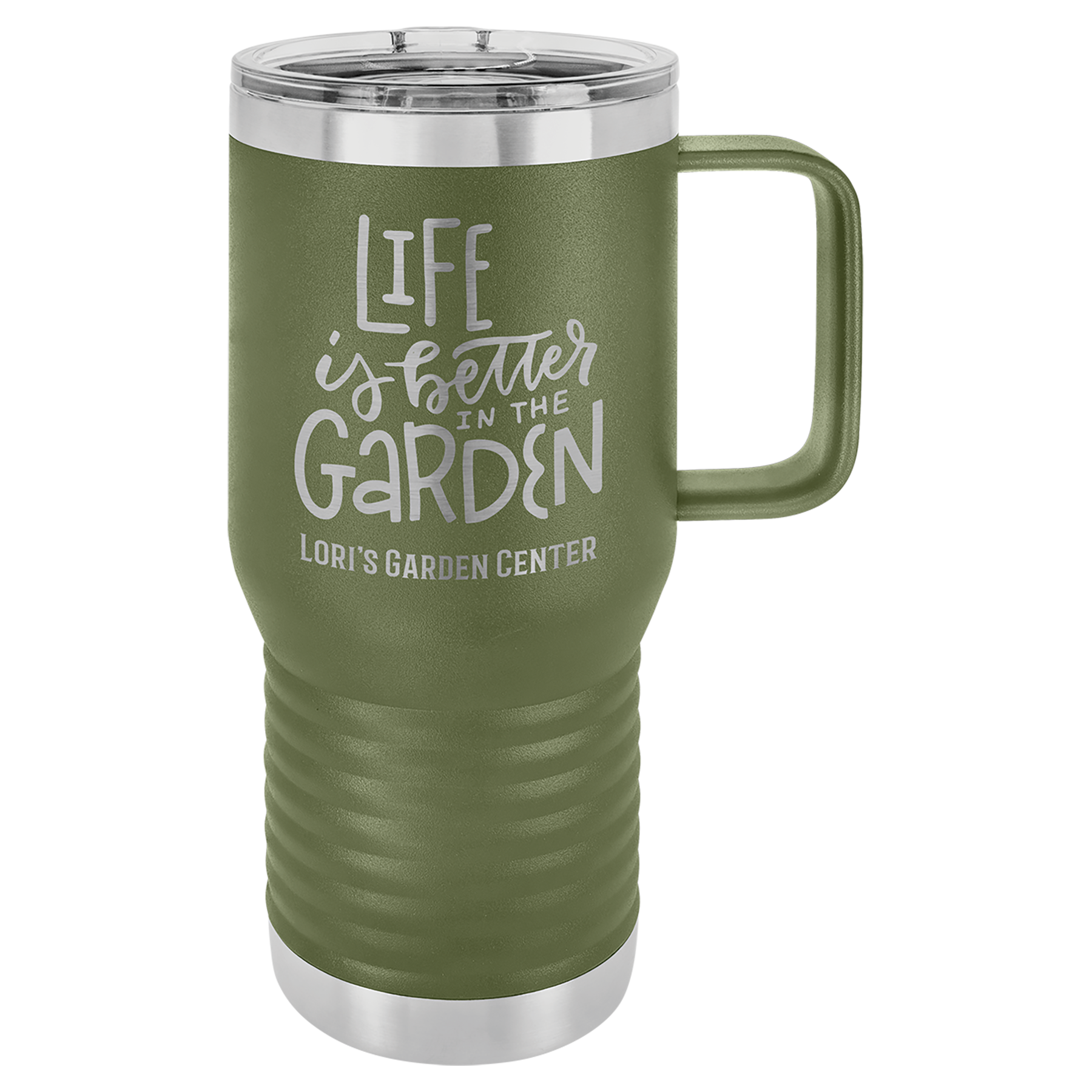 Olive Green 20 oz Vacuum Insulated Travel Mug with Slider Lid - Personalized