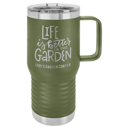 Olive Green 20 oz Vacuum Insulated Travel Mug with Slider Lid - Personalized