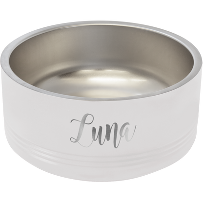 White 32 oz Medium Pet Bowl - Personalized