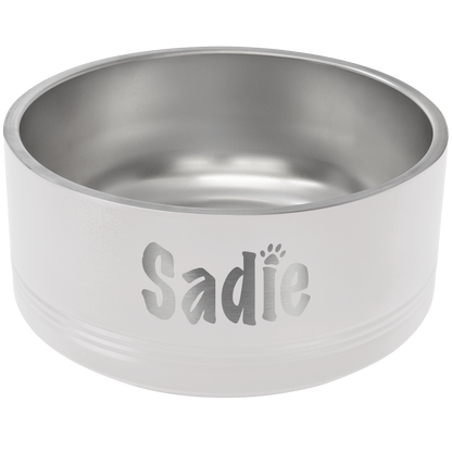 White 64 oz Large Pet Bowl - Personalized