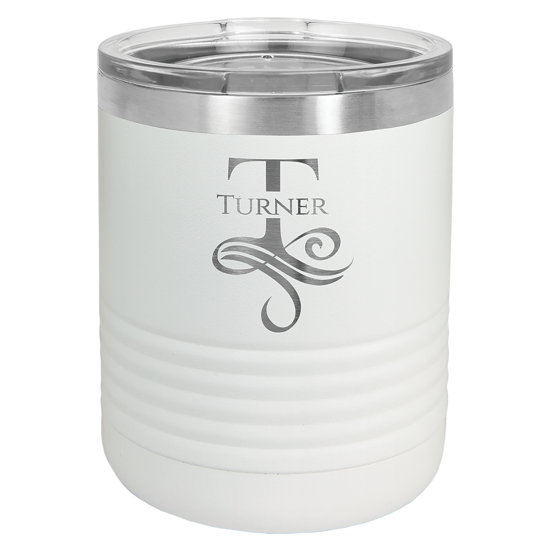 White 10 oz Vacuum Insulated Travel Mug with Slider Lid - Personalized