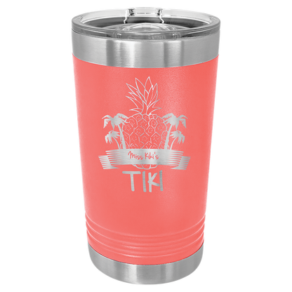 Coral 16 oz Vacuum Insulated Pint with Slider Lid - Personalized