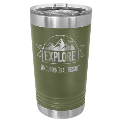 Olive Green 16 oz Vacuum Insulated Pint with Slider Lid - Personalized