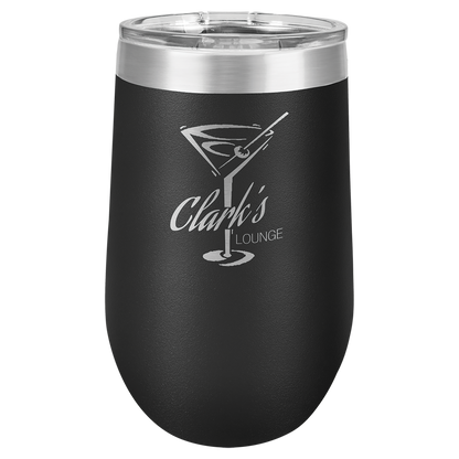Black 16 oz Stemless Wine Tumblers - Personalized