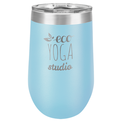 Light Blue 16 oz Stemless Wine Tumblers - Personalized