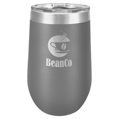 Dark Gray 16 oz Stemless Wine Tumblers - Personalized