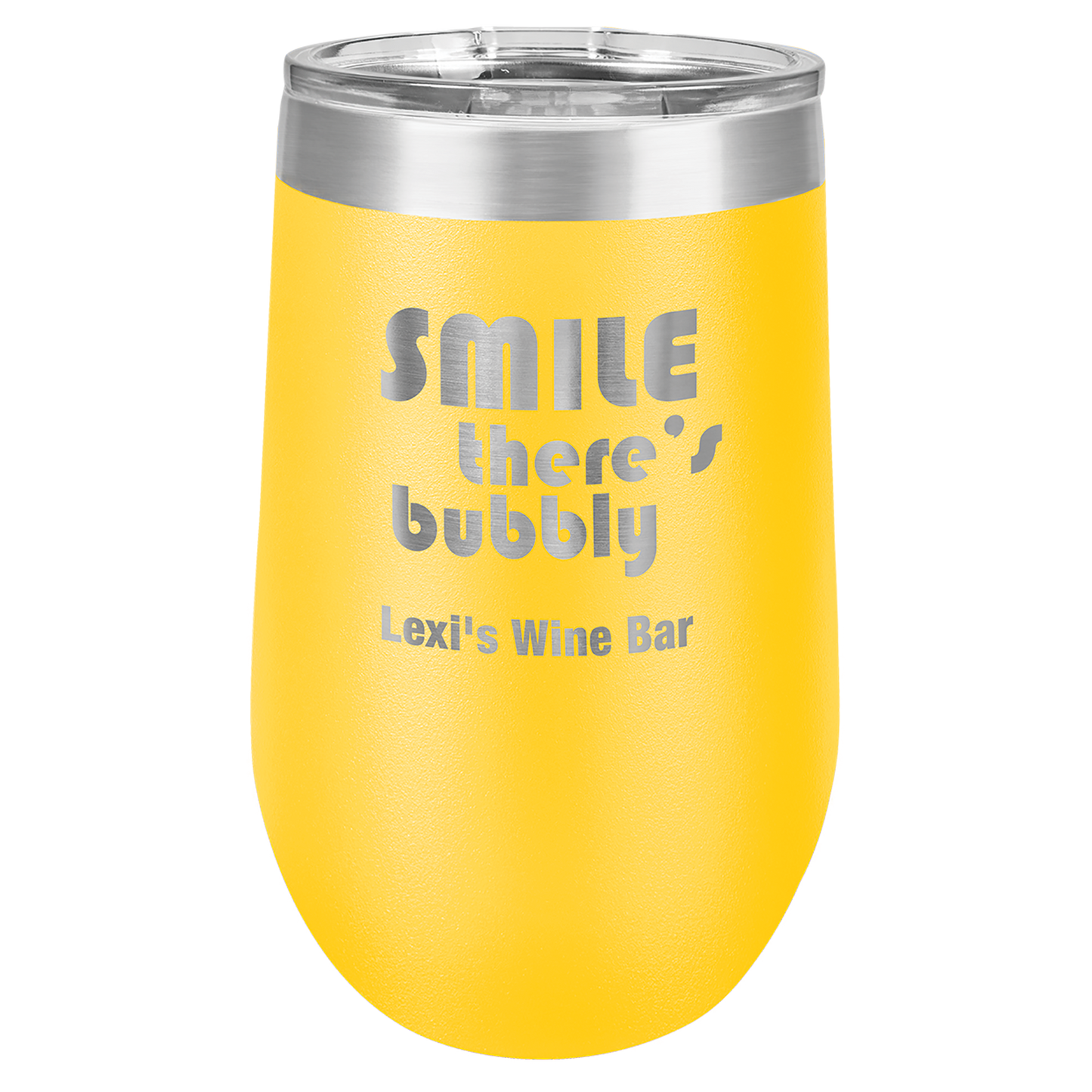 Yellow 16 oz Stemless Wine Tumblers - Personalized