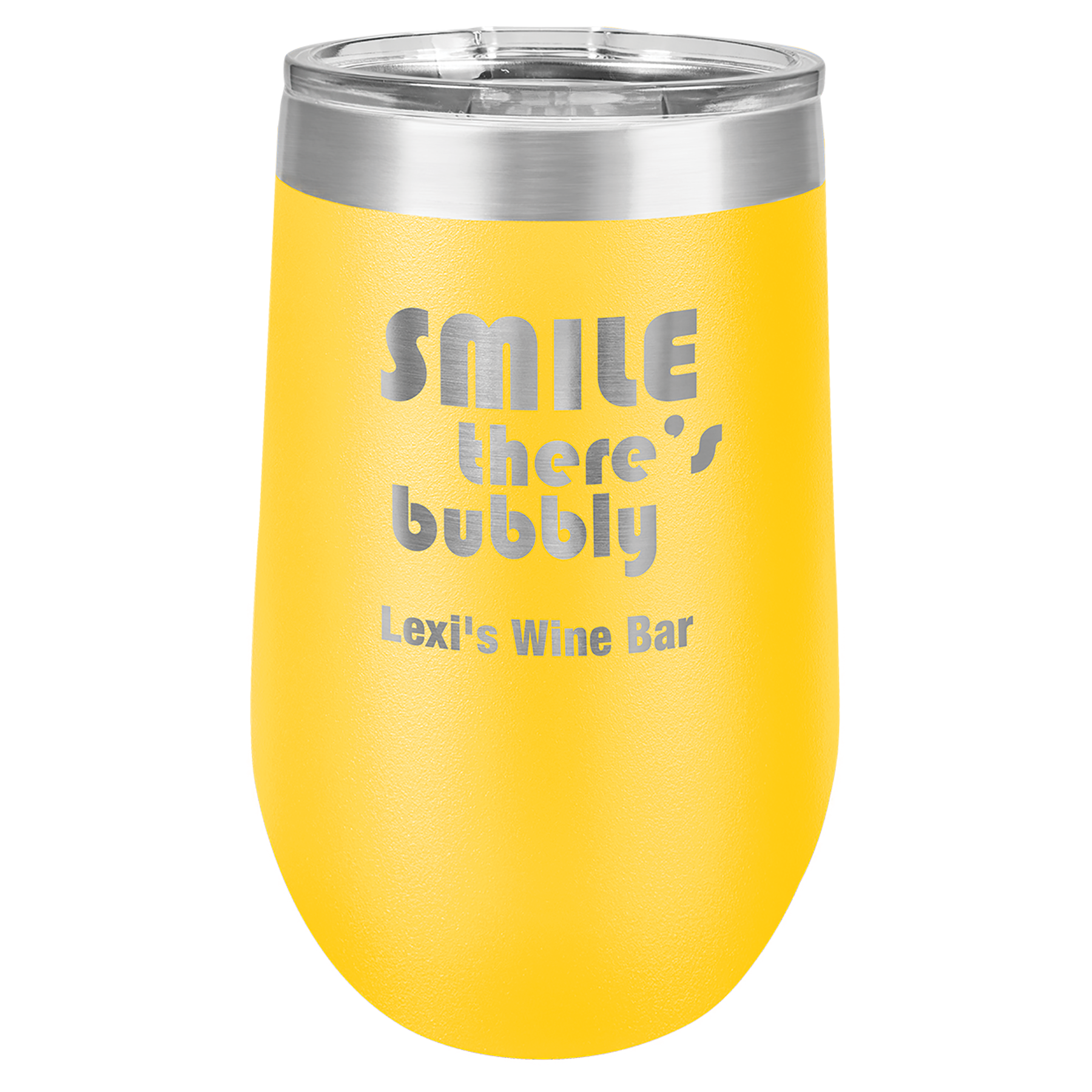 Yellow 16 oz Stemless Wine Tumblers - Personalized