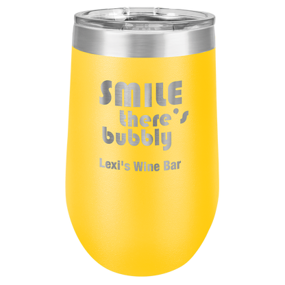 Yellow 16 oz Stemless Wine Tumblers - Personalized
