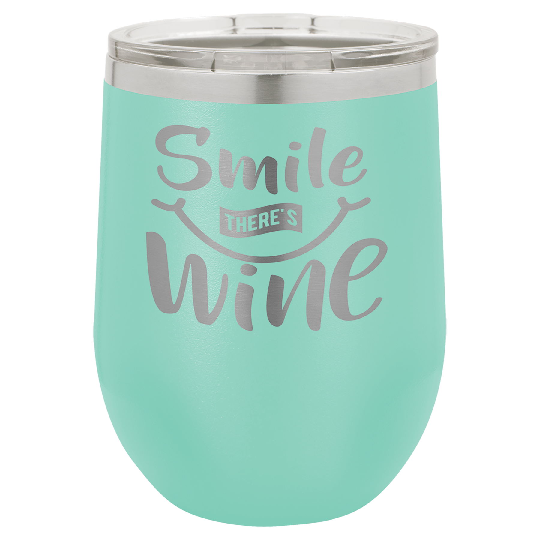 Teal Blue 12 oz Stemless Wine Tumbers - Personalized