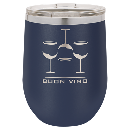 Navy Blue 12 oz Stemless Wine Tumbers - Personalized