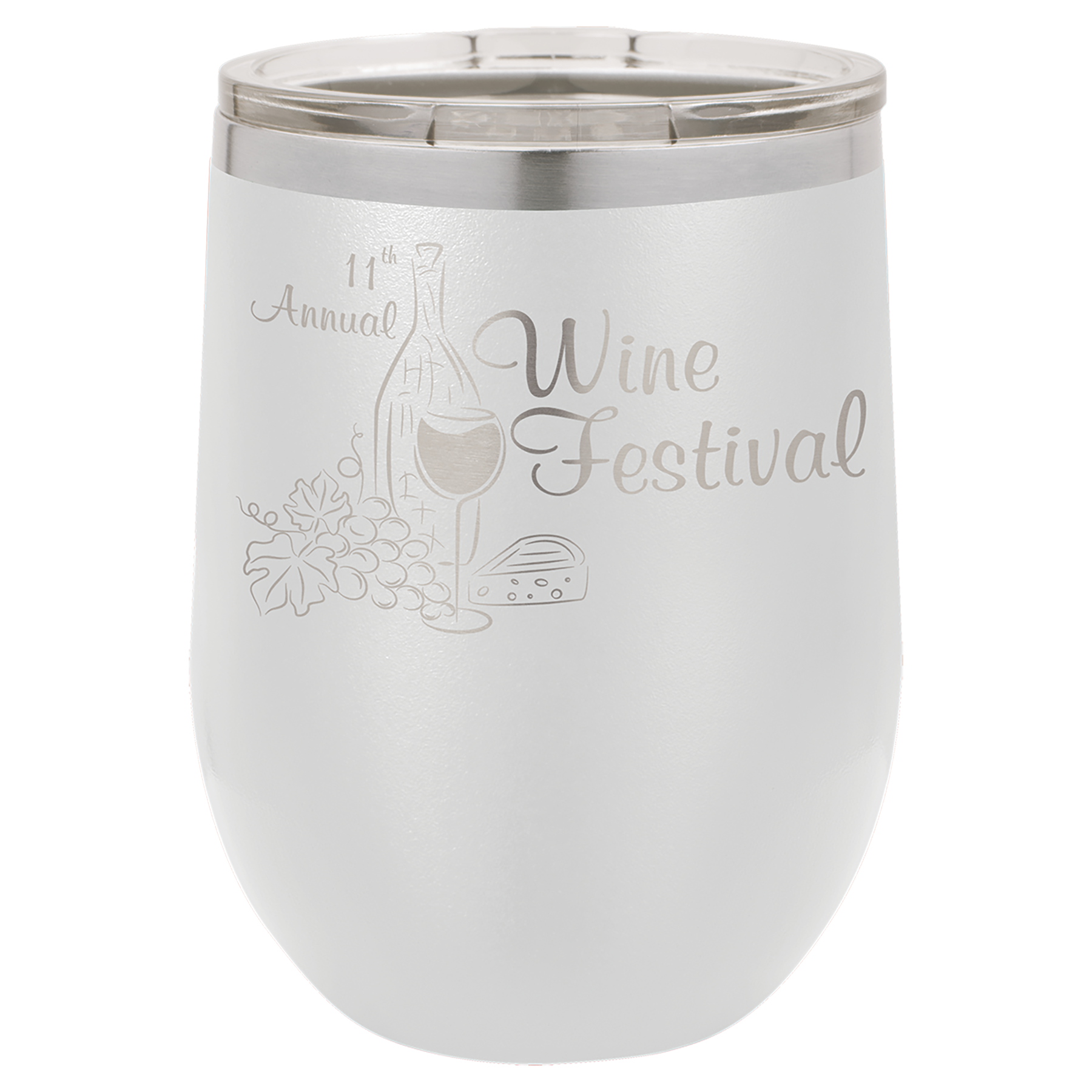 White 12 oz Stemless Wine Tumbers - Personalized