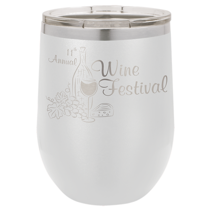 White 12 oz Stemless Wine Tumbers - Personalized