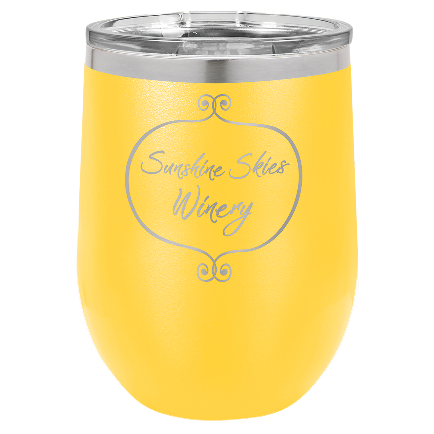 Yellow 12 oz Stemless Wine Tumbers - Personalized