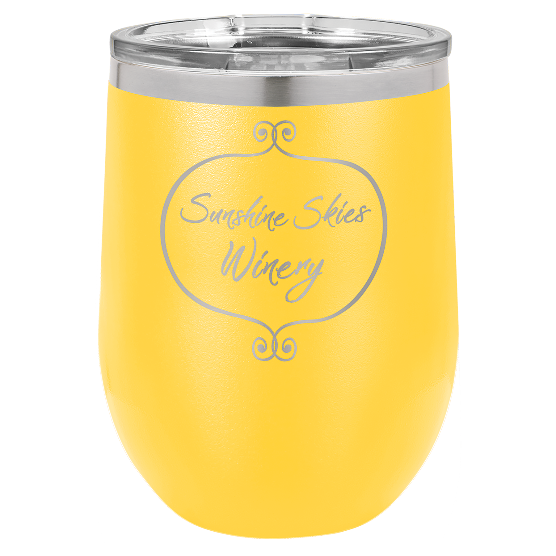 Yellow 12 oz Stemless Wine Tumbers - Personalized
