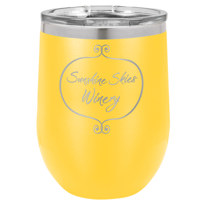 Yellow 12 oz Stemless Wine Tumbers - Personalized