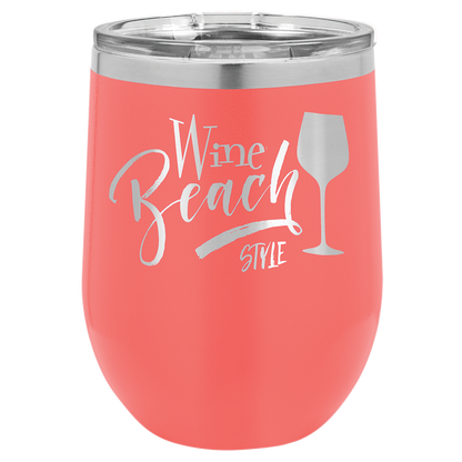 Coral 12 oz Stemless Wine Tumbers - Personalized