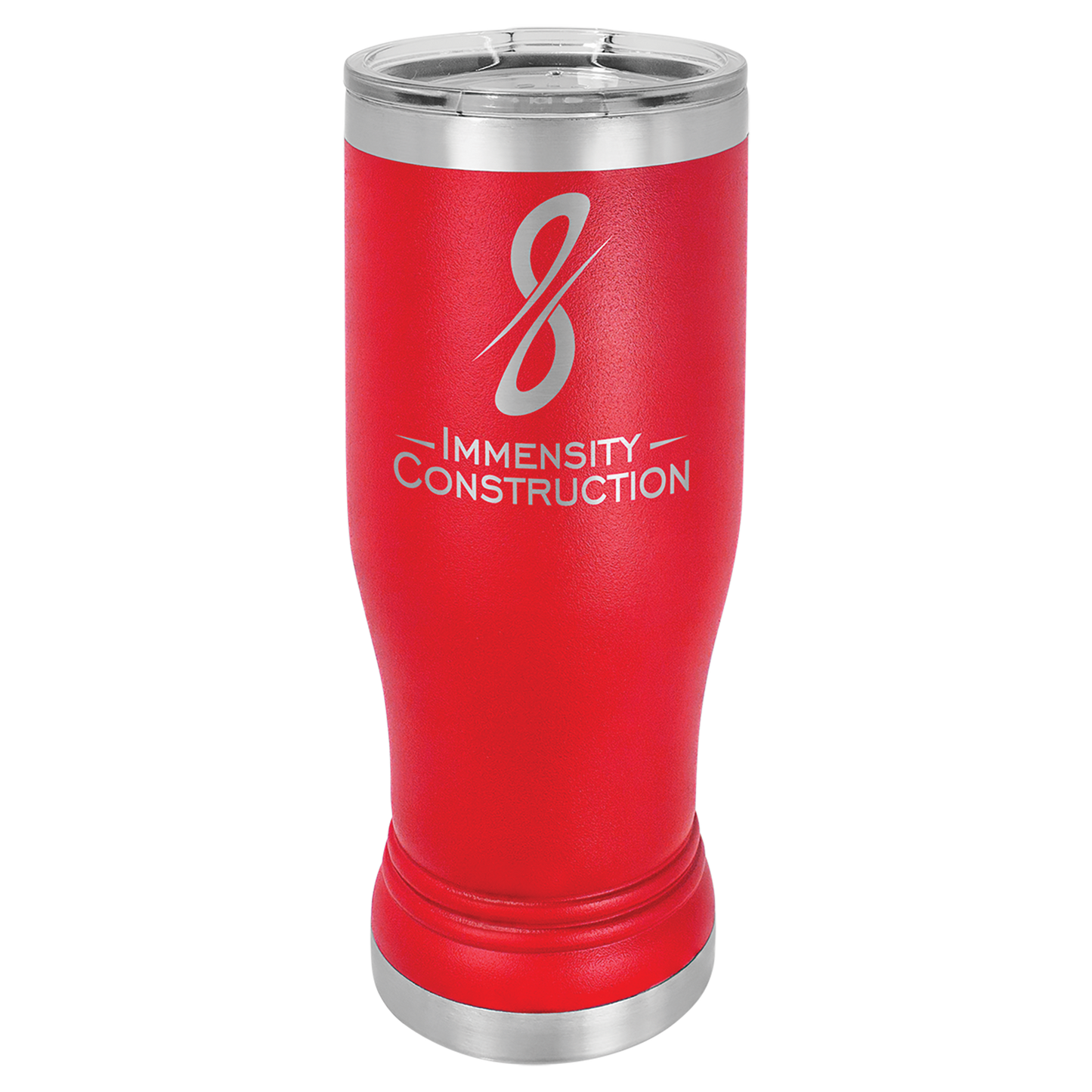Red 14 oz. Pilsner Bottle with Clear Lid - Personalized