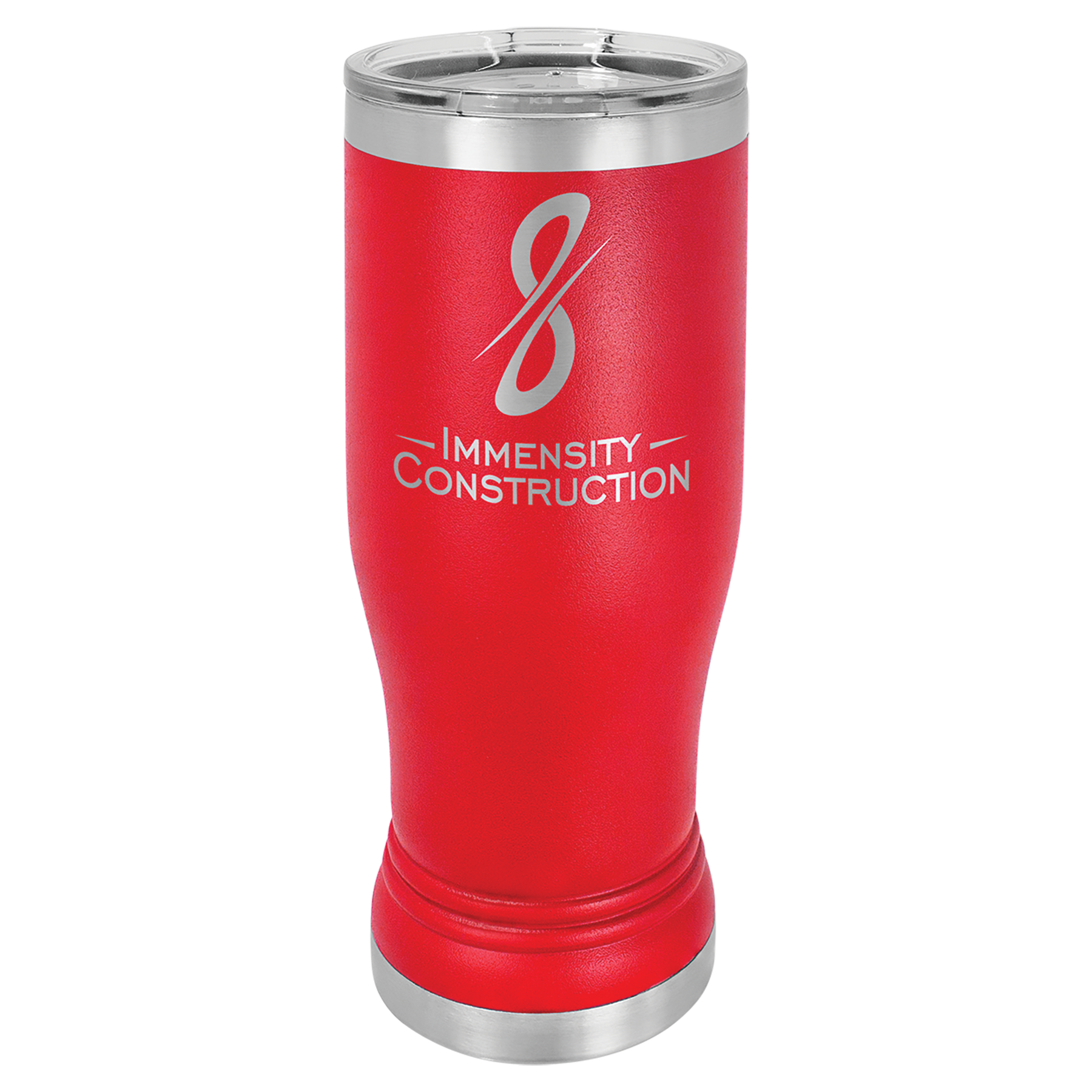 Red 14 oz. Pilsner Bottle with Clear Lid - Personalized