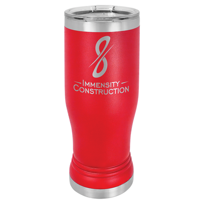 Red 14 oz. Pilsner Bottle with Clear Lid - Personalized