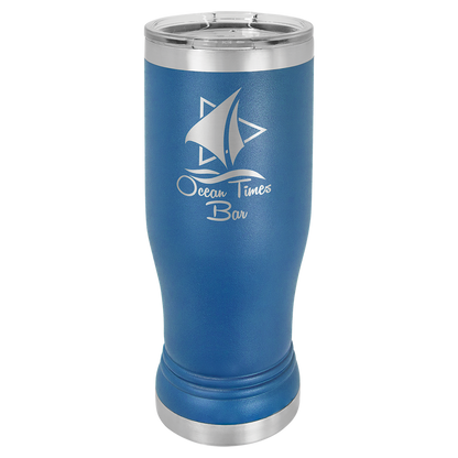 Royal Blue 14 oz. Pilsner Bottle with Clear Lid - Personalized