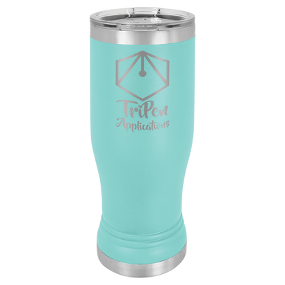 Teal Blue 14 oz. Pilsner Bottle with Clear Lid - Personalized
