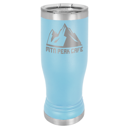  Light Blue 14 oz. Pilsner Bottle with Clear Lid - Personalized