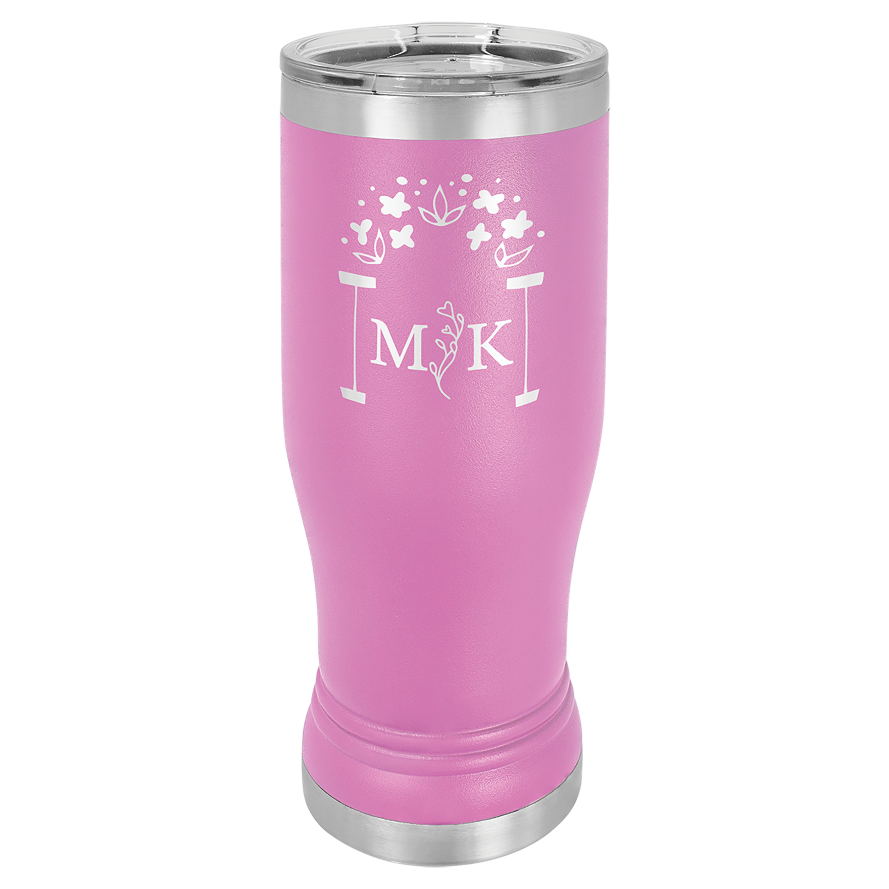 Light Purple 14 oz. Pilsner Bottle with Clear Lid - Personalized