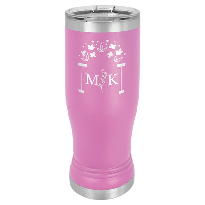 Light Purple 14 oz. Pilsner Bottle with Clear Lid - Personalized