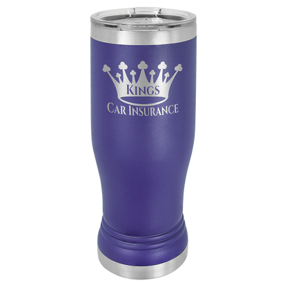 Purple 14 oz. Pilsner Bottle with Clear Lid - Personalized