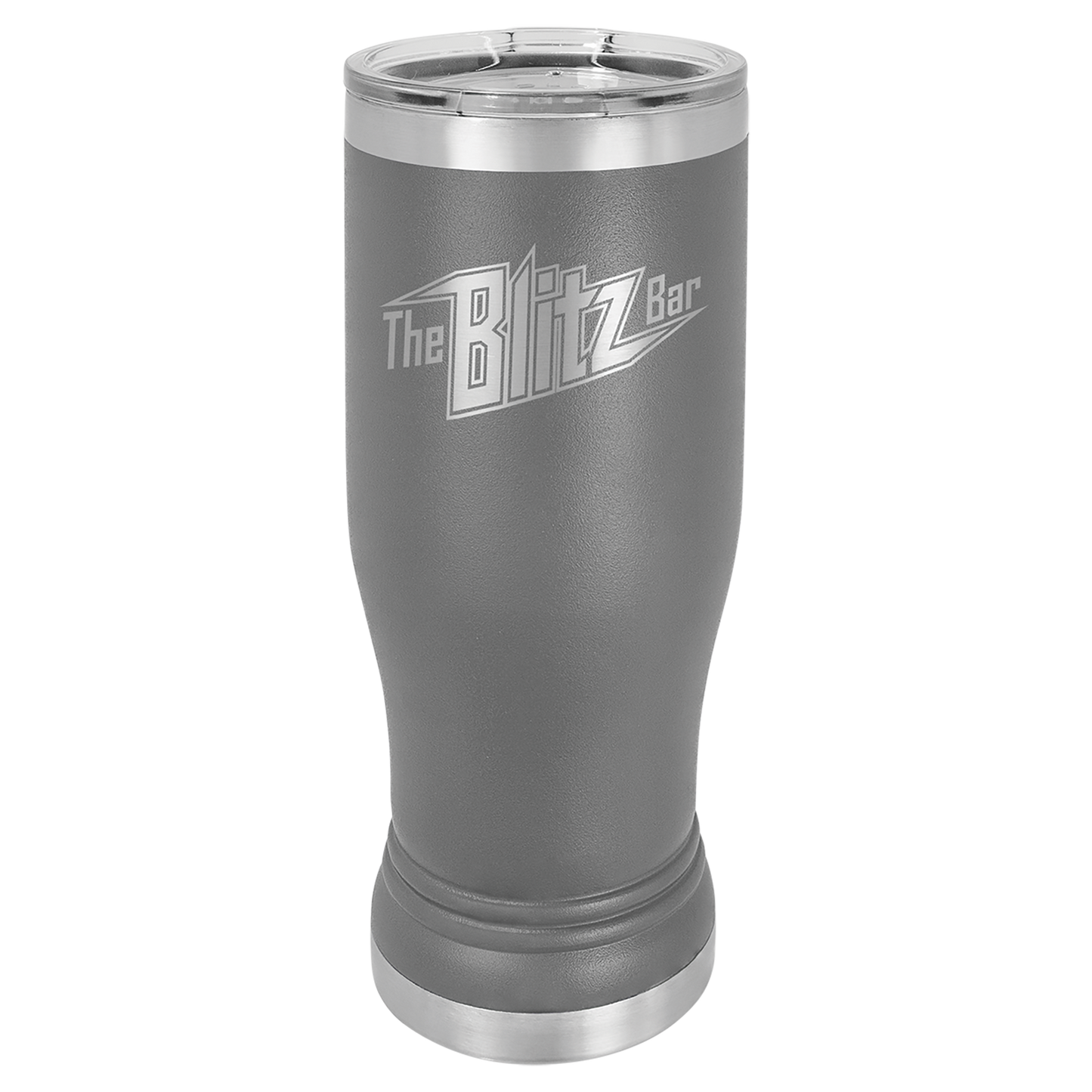 Dark Gray 14 oz. Pilsner Bottle with Clear Lid - Personalized