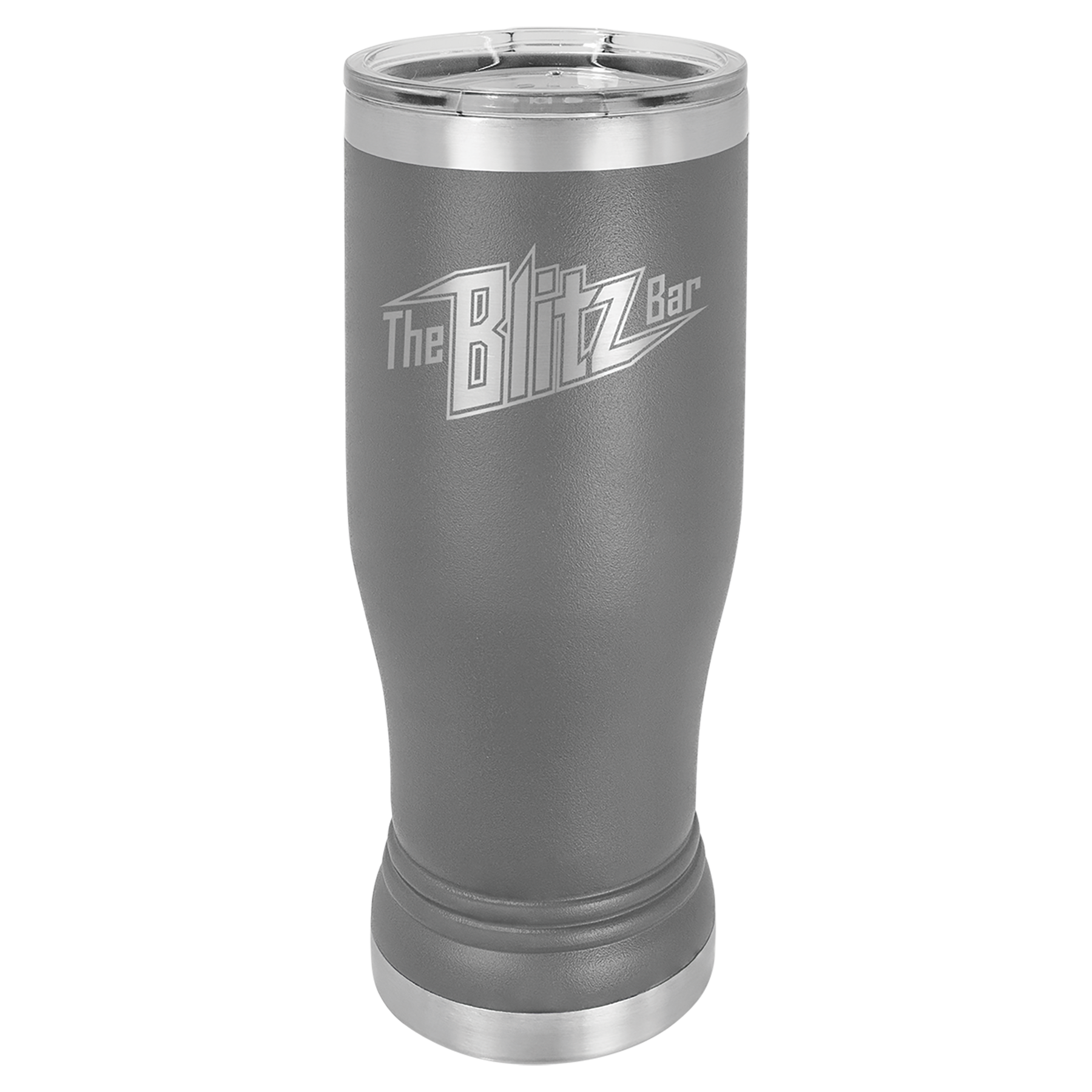 Dark Gray 14 oz. Pilsner Bottle with Clear Lid - Personalized