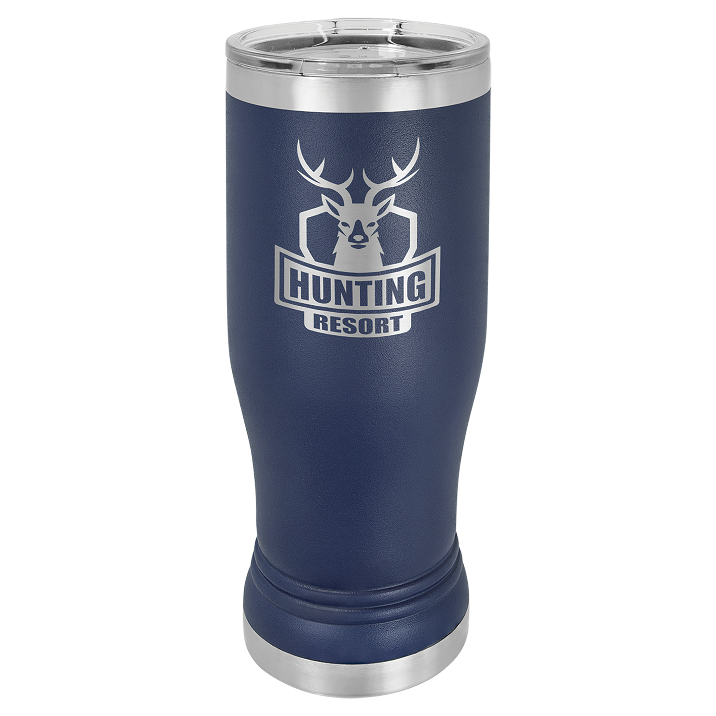 Navy Blue 14 oz. Pilsner Bottle with Clear Lid - Personalized