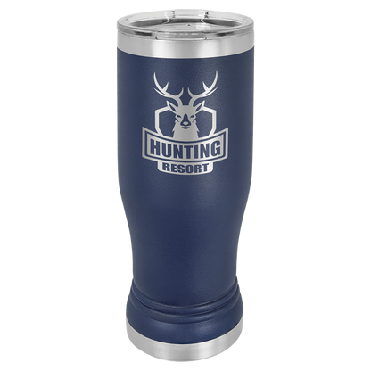 Navy Blue 14 oz. Pilsner Bottle with Clear Lid - Personalized