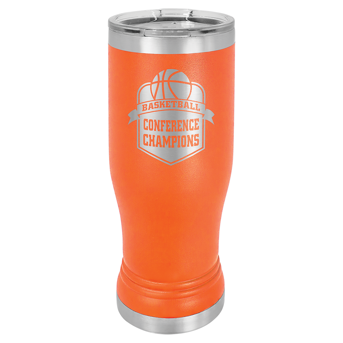 Orange 14 oz. Pilsner Bottle with Clear Lid - Personalized