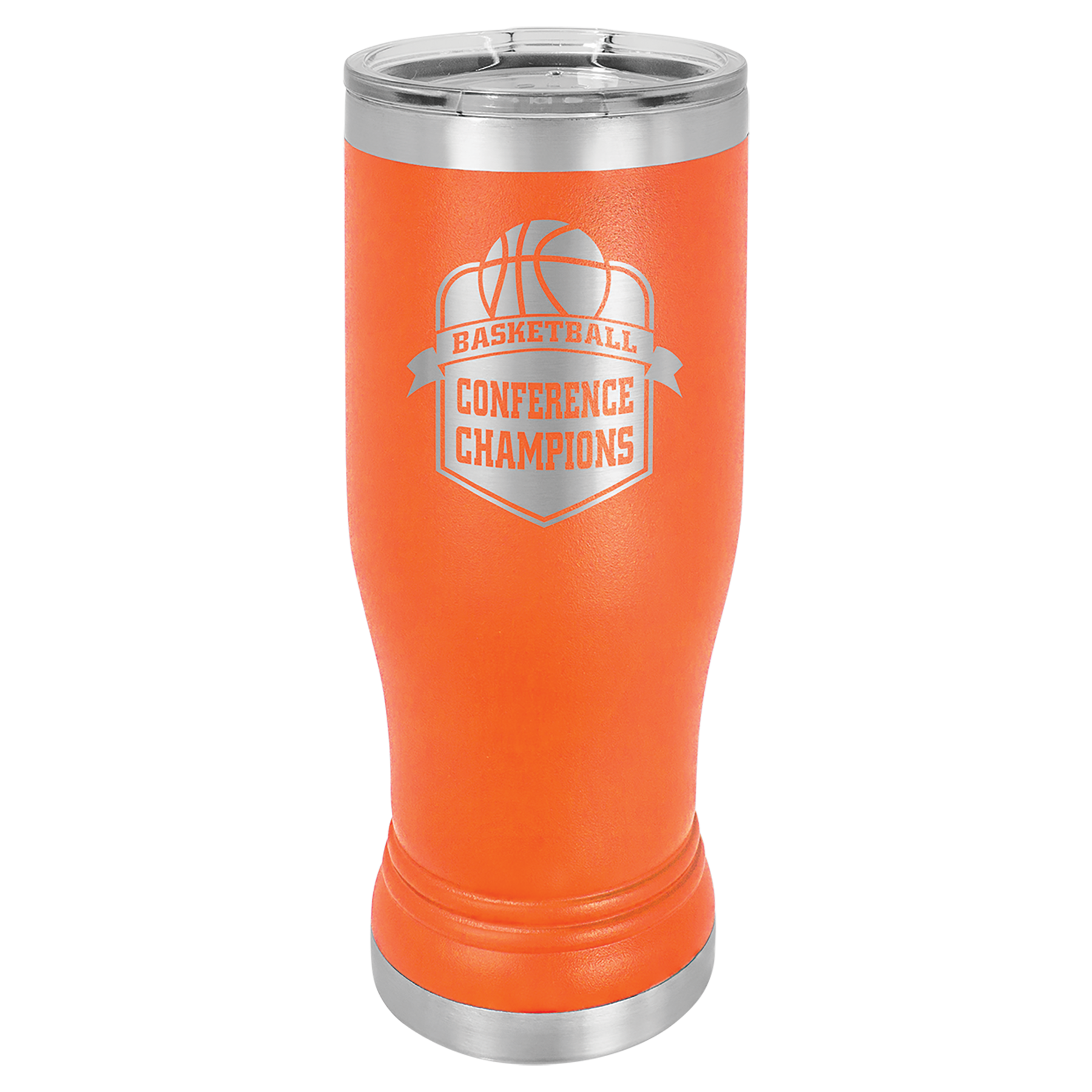Orange 14 oz. Pilsner Bottle with Clear Lid - Personalized