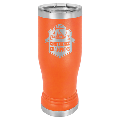 Orange 14 oz. Pilsner Bottle with Clear Lid - Personalized