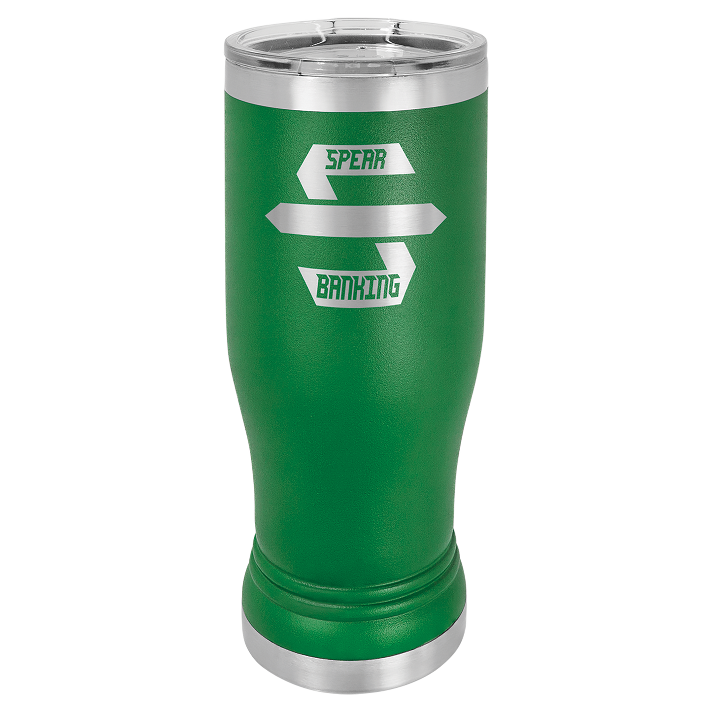 Green 14 oz. Pilsner Bottle with Clear Lid - Personalized