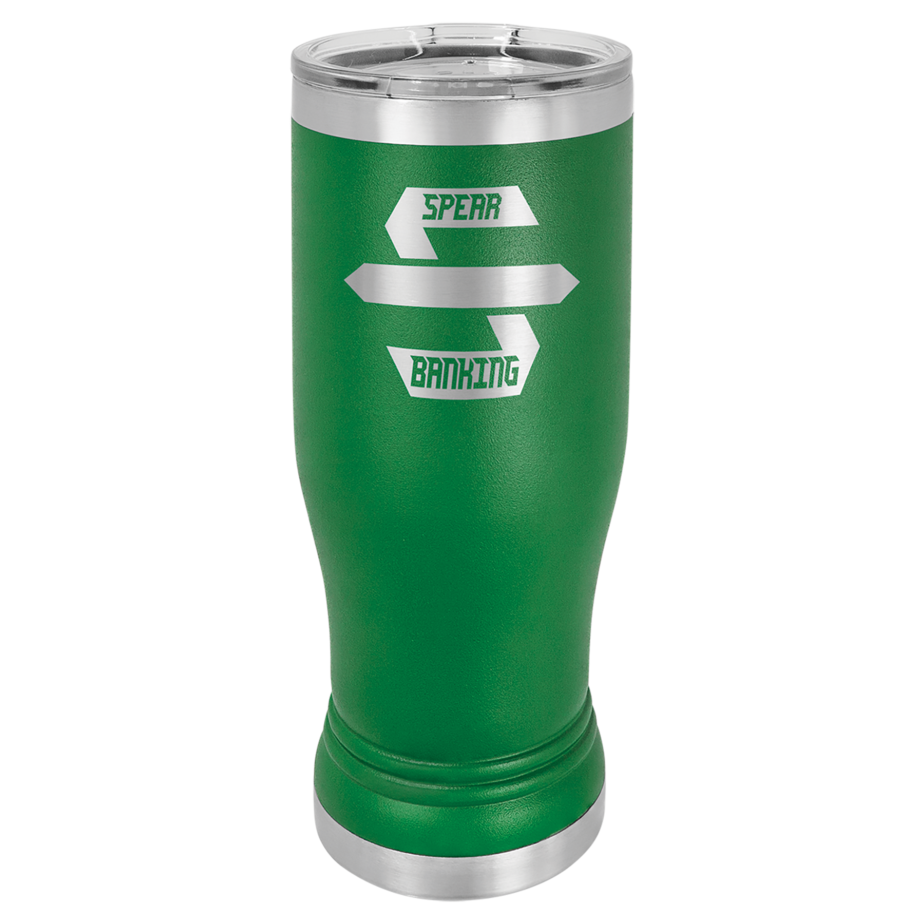 Green 14 oz. Pilsner Bottle with Clear Lid - Personalized