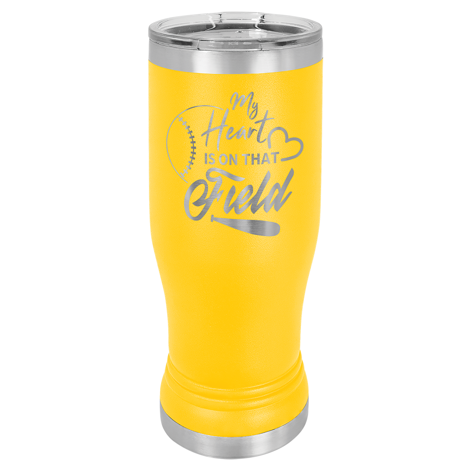 Yellow 14 oz. Pilsner Bottle with Clear Lid - Personalized