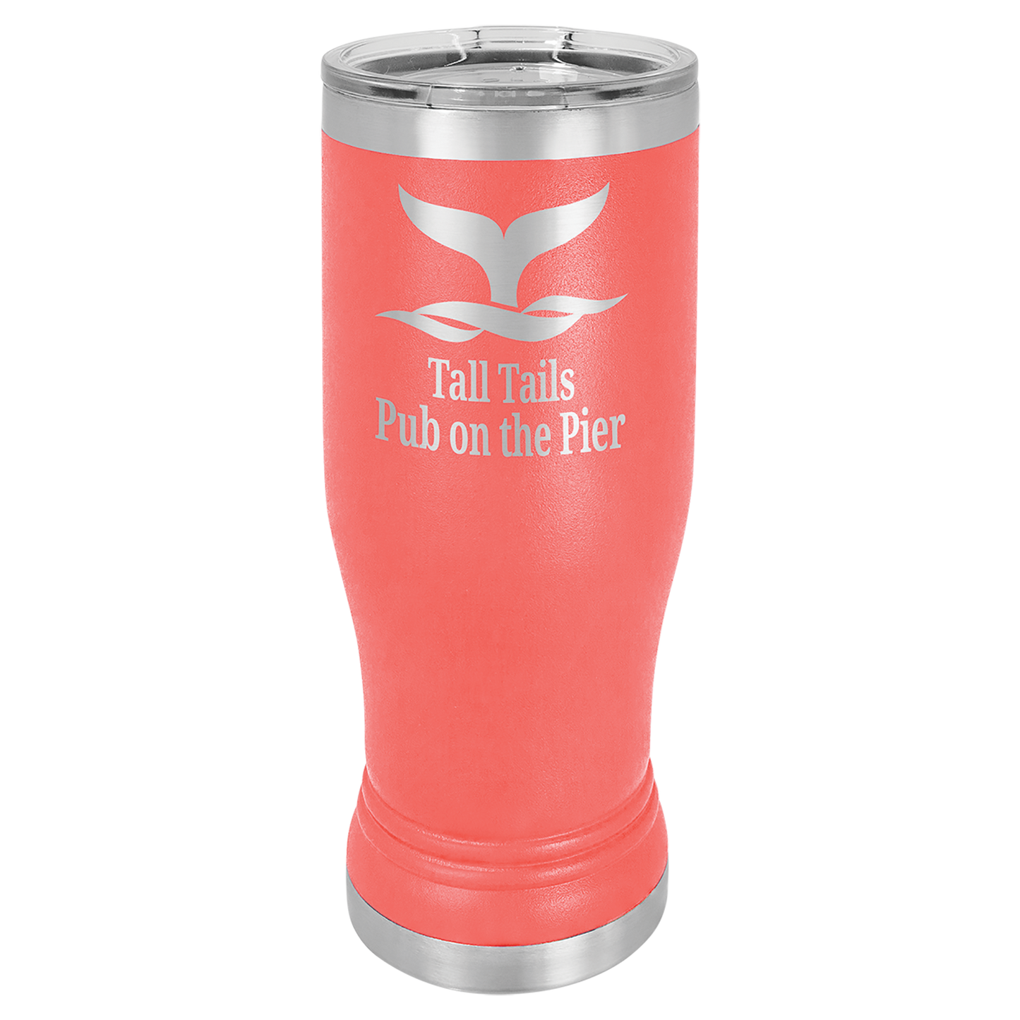 Coral 14 oz. Pilsner Bottle with Clear Lid - Personalized