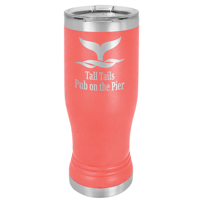 Coral 14 oz. Pilsner Bottle with Clear Lid - Personalized