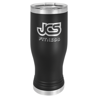 Black 20 oz Vacuum Insulated Pilsner Bottle with Clear Lid - Personalized