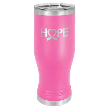 Pink 20 oz Vacuum Insulated Pilsner Bottle with Clear Lid - Personalized