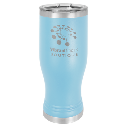 Light Blue 20 oz Vacuum Insulated Pilsner Bottle with Clear Lid - Personalized